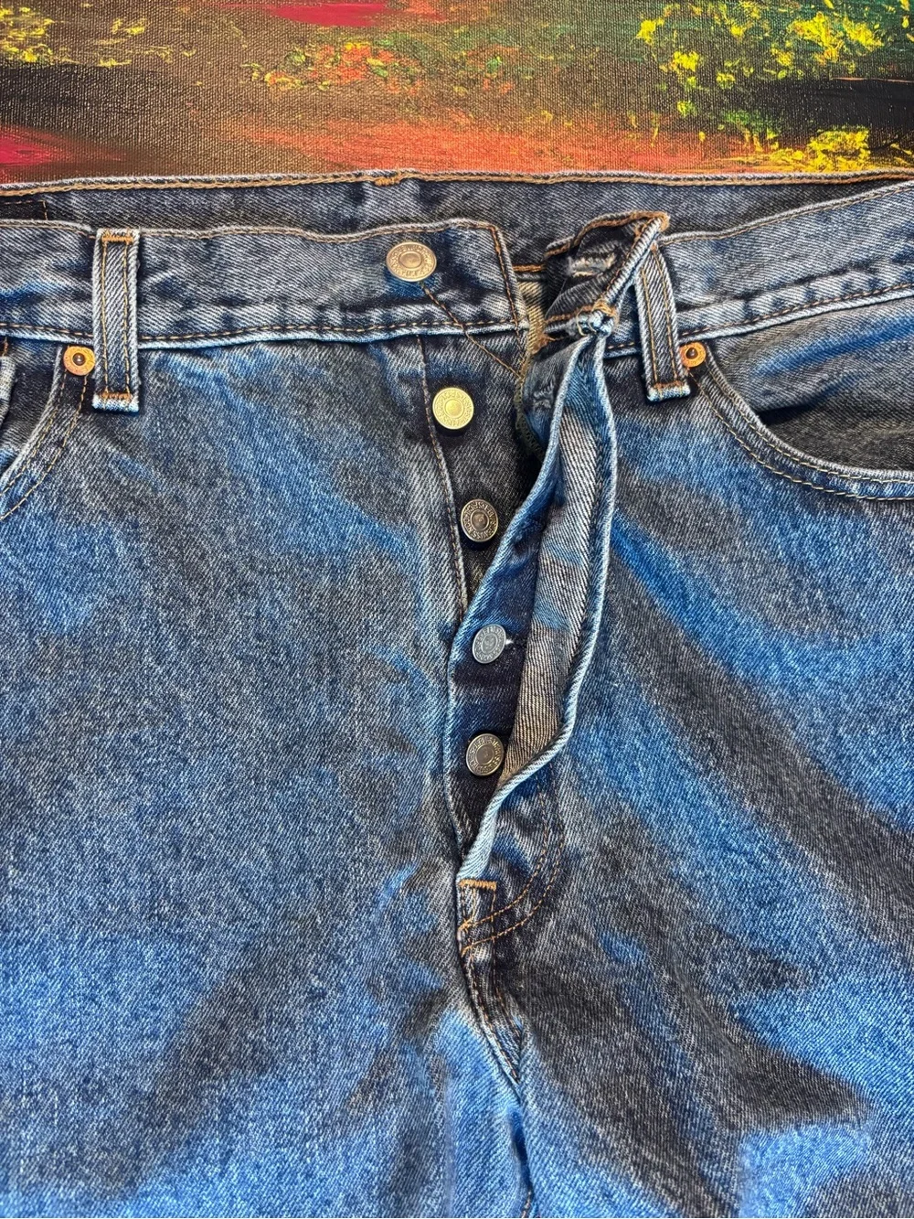 Levi's 501 Men's Blue Denim Straight Jeans with Red Tab 35x34